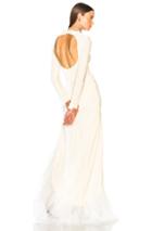 Alessandra Rich Asymmetric Hem Ruffle Gown In White