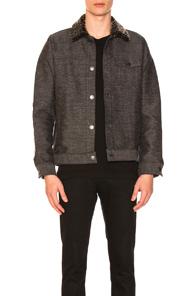 John Elliott Melange Thumper Jacket With Shearling Collar In Black