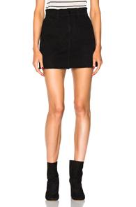 Frame Denim Le Mini Skirt Frayed In Black