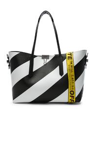 Off-white Diagonal Tote In Black,stripes,white
