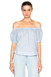 See By Chloe Off Shoulder Top In Blue,stripes