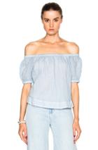 See By Chloe Off Shoulder Top In Blue,stripes