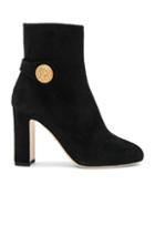 Dolce & Gabbana Side Button Suede Booties In Black