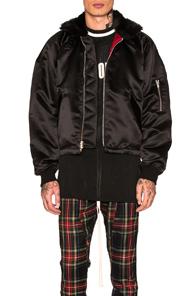 Fear Of God Satin Mock Neck Bomber In Black
