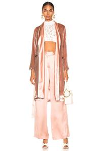 Fleur Du Mal Velvet Smoking Robe In Pink