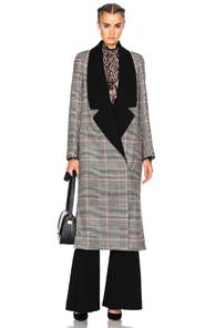 Lanvin Plaid Wool Coat In Gray,checkered & Plaid