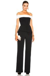 Roland Mouret Danielson Stretch Crepe Jumpsuit In Black,white