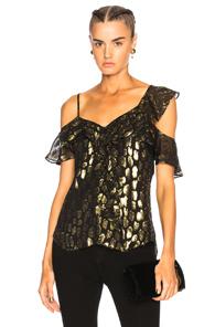 Veronica Beard Benton Top In Abstract,black,metallics