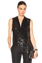 Victoria Beckham Sequin Asymmetric Drape Top In Black
