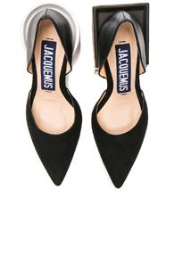 Jacquemus Two Tone Block Suede Heel Pumps In Black