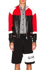 Givenchy Perforated Leather Felpa Hoodie In Black,red,white