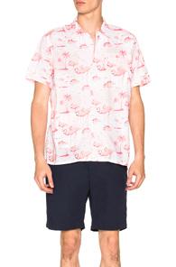 Engineered Garments Camp Shirt In Pink,white,animal Print