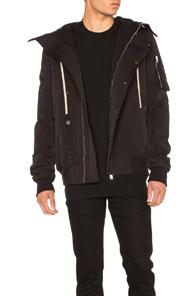 Drkshdw By Rick Owens Short Hooded Bomber Jacket In Black