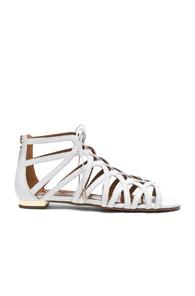 Aquazzura Leather Ivy Sandal Flats In White