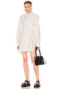 Baja East Wide Stripe Poplin Dress In Stripes,white