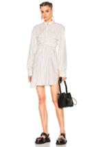 Baja East Wide Stripe Poplin Dress In Stripes,white