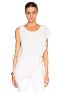 Ryan Roche Ruffle Cashmere Top In White