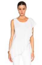 Ryan Roche Ruffle Cashmere Top In White