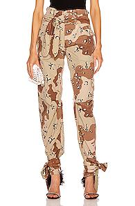 Re/done X Attico Pleated 80's High Rise Pant In Camo,neutral