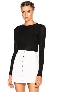 T By Alexander Wang Sheer Rib Crew Top In Black
