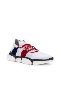 Moncler Low Top Sneaker In Red,stripes,white