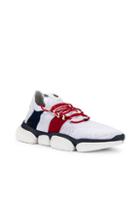 Moncler Low Top Sneaker In Red,stripes,white