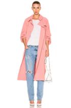 Tibi Twill Trench Coat In Pink