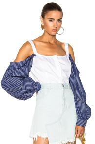 Sandy Liang Phillip Top In Blue,stripes,white
