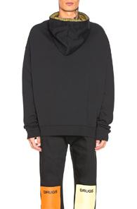 Raf Simons Oversized Hoodie In Black,plaid,yellow