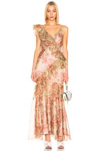 Johanna Ortiz Belle Of The Ball Dress In Garden Jade & Cooper Tan