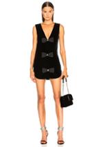 Saint Laurent Velvet Sleeveless Bow Front Dress In Black