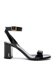 Saint Laurent Loulou Patent Leather Sandals In Black