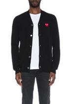 Comme Des Garcons Play Lambswool Cardigan With Red Emblem In Black
