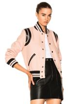 Saint Laurent Teddy Bomber Jacket In Stripes,pink