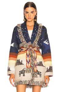 Alanui Desert Sky Oversized Jacquard Cardigan In Abstract,animal Print,blue,neutrals