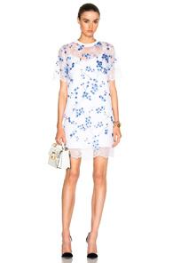 Carven Lace Dress In White,blue,floral