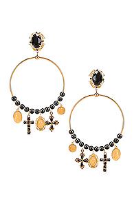 Dolce & Gabbana Cross Embellished Hoop Jewel Earrings In Metallic Gold