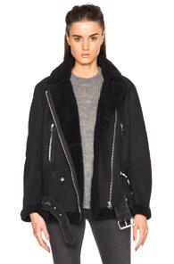 Acne Studios More Lamb Shearling Jacket In Blue
