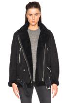 Acne Studios More Lamb Shearling Jacket In Blue