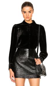 Frame Denim Velvet Victorian Top In Black