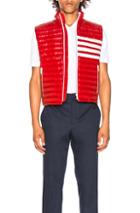 Thom Browne 4 Bar Stripe Downfill Quilted Vest In Red,white