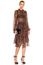 Dolce & Gabbana Sheer Floral Long Sleeve Dress In Black,floral,red