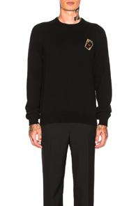 Saint Laurent Cards Patch Cashmere Pullover In Black