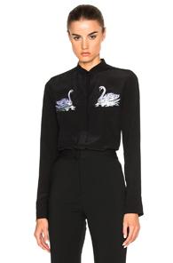 Stella Mccartney Swan Print Blouse In Black