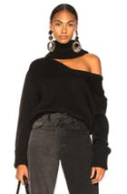 Monse Drop Shoulder V Neck Turtleneck Sweater In Black