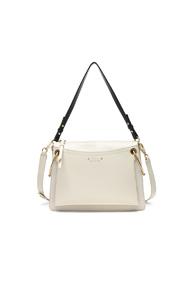 Chloe Medium Roy Calfskin & Suede Shoulder Bag In White