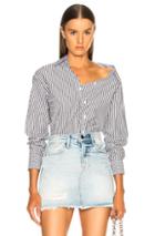 Frame Aslant Button Up Top In Blue,stripes