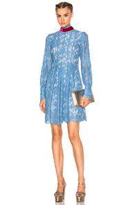 Msgm Lace Dress In Blue