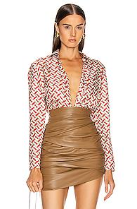 Burberry Godwit Top In Novelty,neutral,red