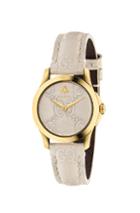 Gucci 27mm G-timeless Logo Embossed Strap Watch In White